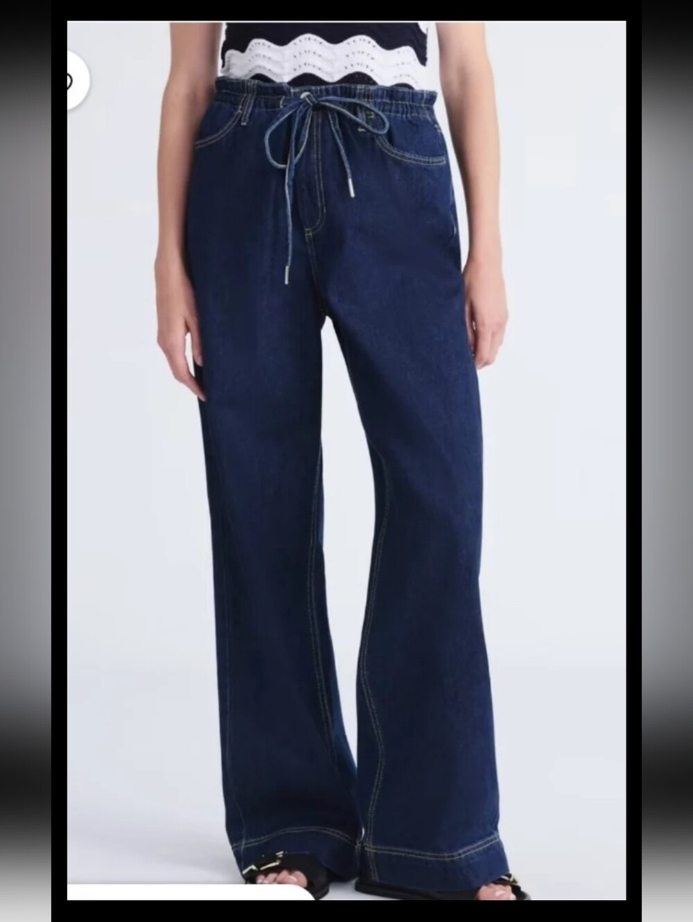 FREE ASSEMBLY wide leg pull on jeans M-L